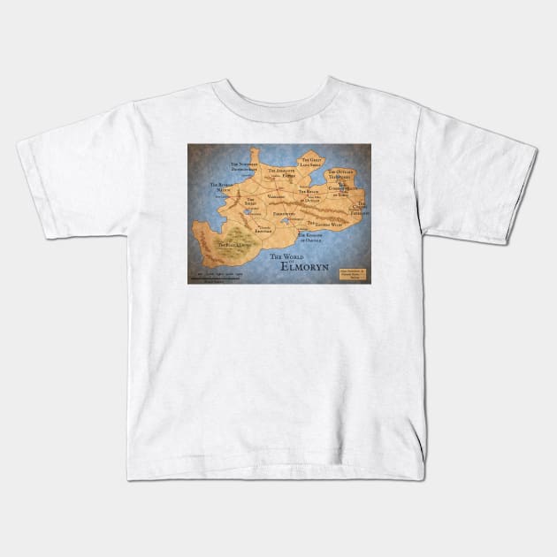 Elmoryn's Map - The Kinless Trilogy fantasy book series Kids T-Shirt by chrisphilbrook